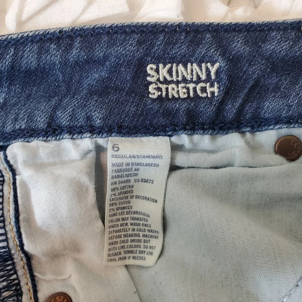 American Eagle | Star Graphic Jeans Skinny Stretch Frayed Hem Women's Size 6 - Picture 12 of 16